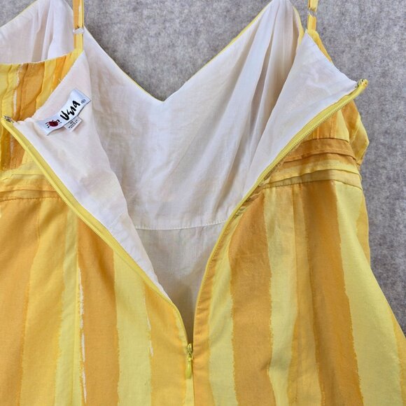 Vera Womens Yellow & White Striped Multicolor Spaghetti Strap Summer Top Medium - Picture 3 of 9